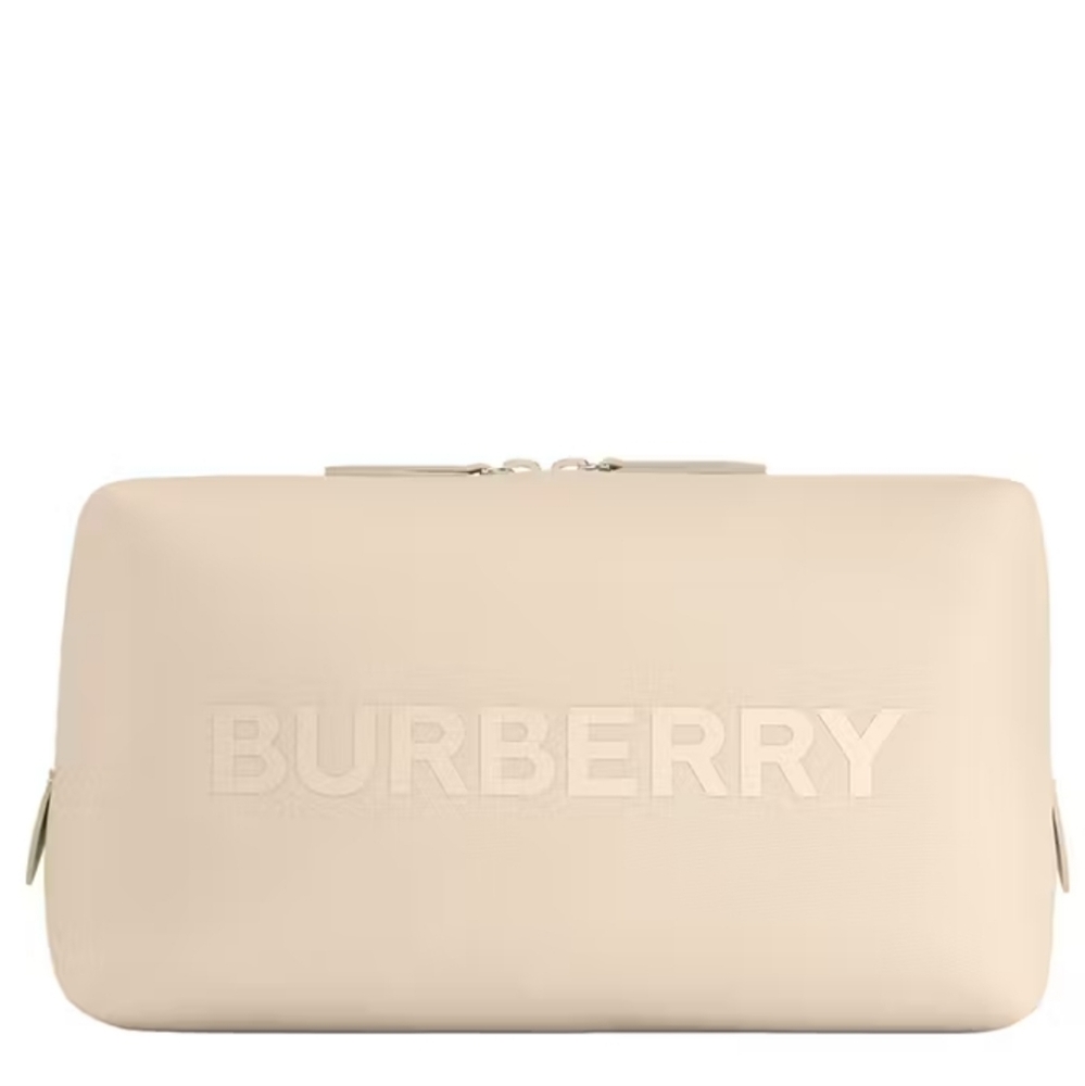 Burberry Logo Clutch Toiletry Bag Cosmetic Pouch Travel Case Beige New!